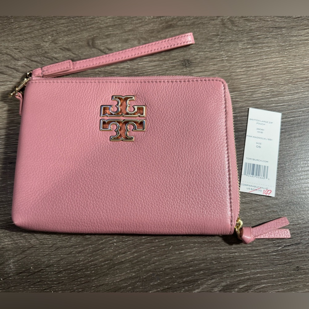 Tory Burch Pink Pebbled Leather Wristlet - Picture 3 of 4